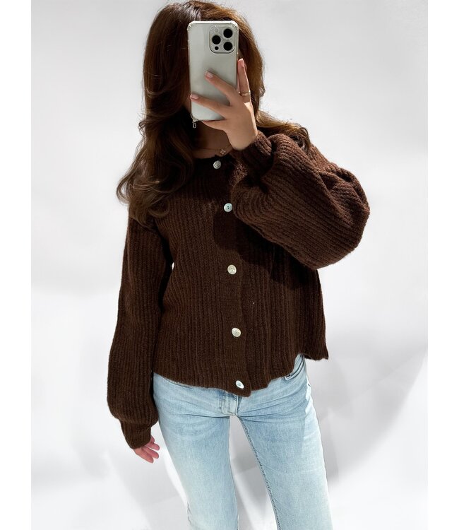 SARAH CARDIGAN - BROWN