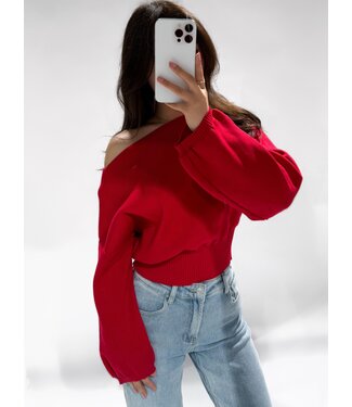JANE OFF SHOULDER TOP - RED