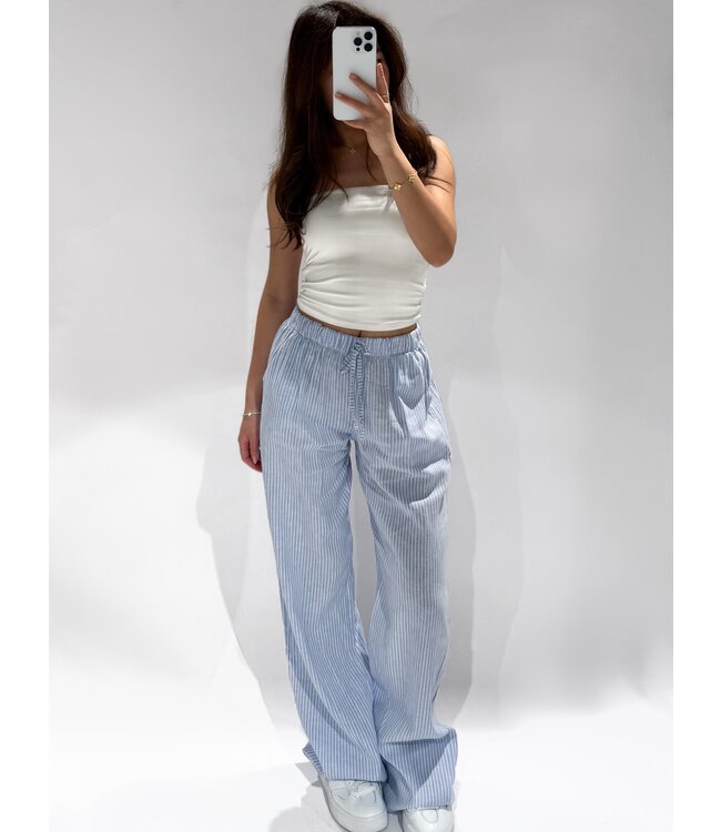 STOCKHOLM LINEN TROUSERS - BLUE