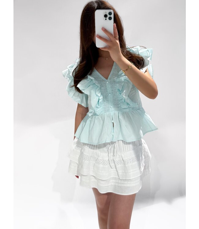 KACEY RUFFLE TOP - 1023 - BLUE