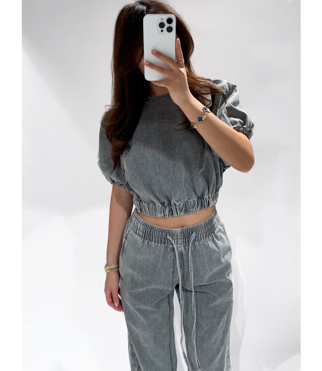 REDEFINED PUFF SLEEVE TOP -  RF0023-3 -  GREY