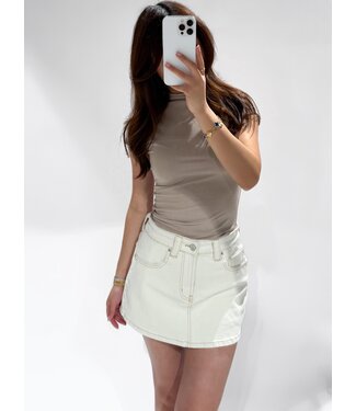 (SOLD OUT SIZE XS + S +  M + L) REDEFINED DENIM  SKORT - RF0020-3 - BEIGE