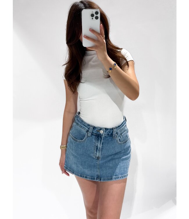 (SOLD OUT SIZE XS + S +  M) REDEFINED DENIM  SKORT - RF0020-2 - DARK DENIM