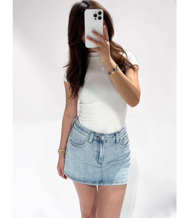 (SIZE XS + S + L SOLD OUT)  REDEFINED DENIM  SKORT - RF0020-1 - LIGHT DENIM