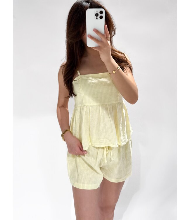 SABRINA LINEN TOP - YELLOW
