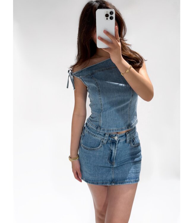 REDEFINED OFF SHOULDER DENIM TOP - RF0027