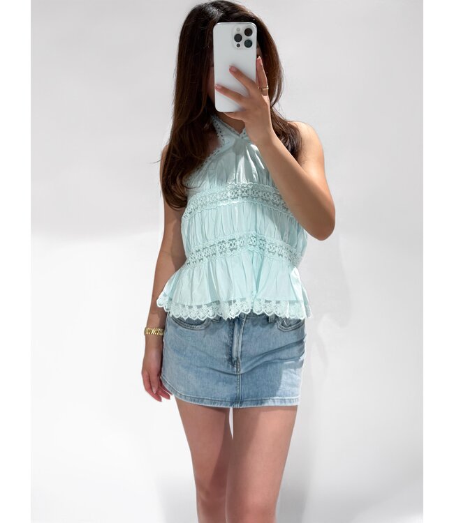 POLLY HALTER TOP - AQUA