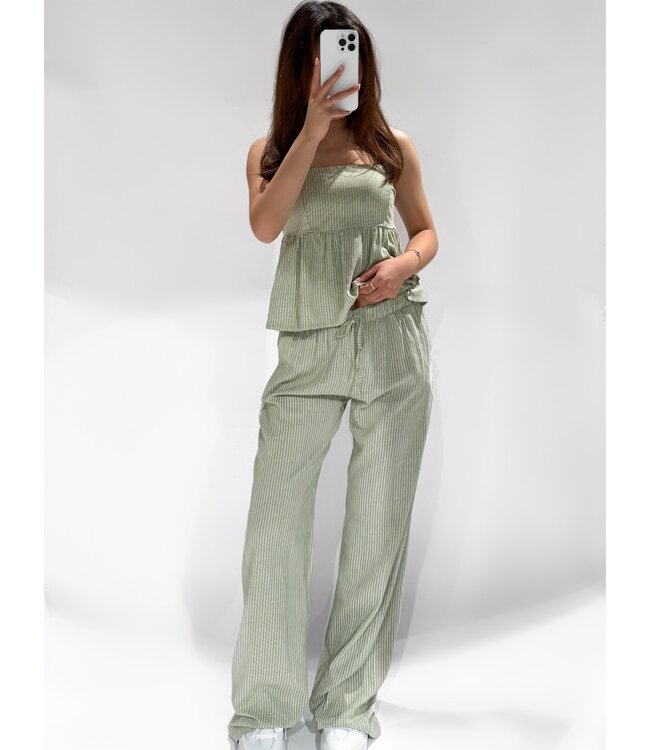 STOCKHOLM LINEN TROUSERS - SAGE
