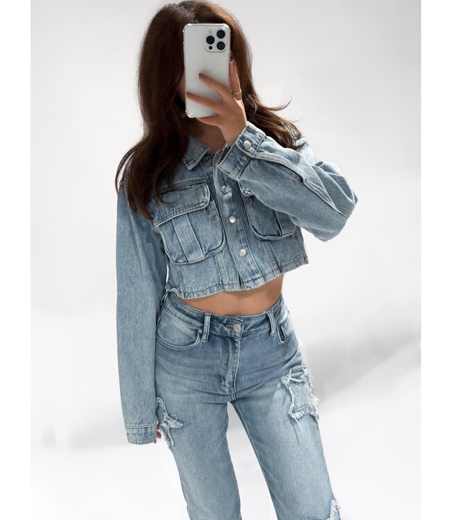 REDEFINED  CROP DENIM JACKET - RF0007 - BLUE