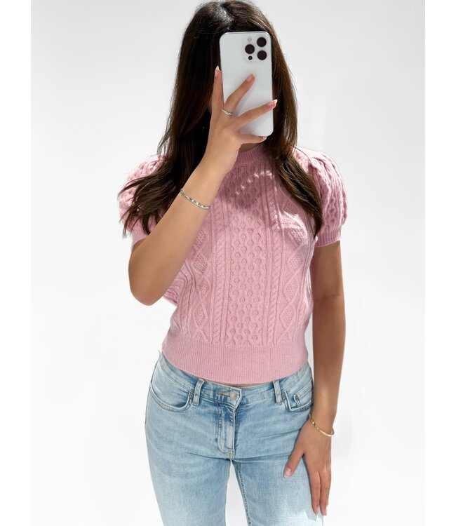 HAZEL CABLE  KNIT TEE - LVC1054 - PINK