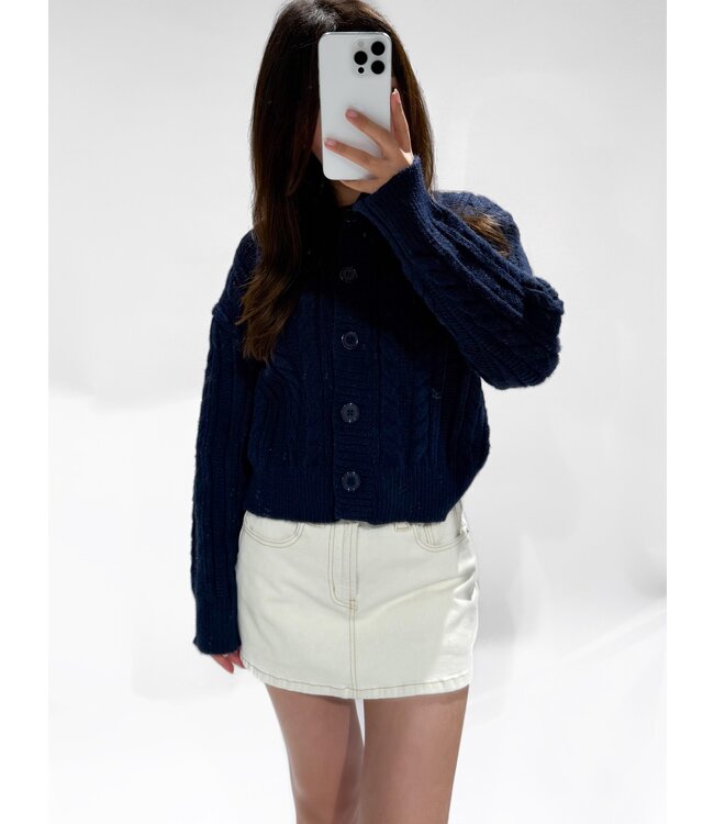 JUNE CHUNKY CABLE CARDIGAN - LVC1053 - NAVY