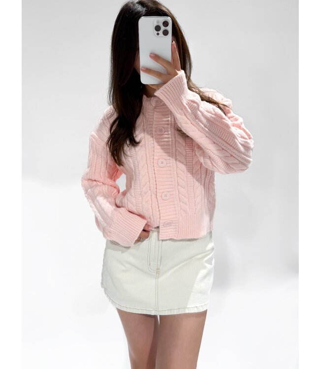 JUNE CHUNKY CABLE CARDIGAN - LVC1053 - PINK