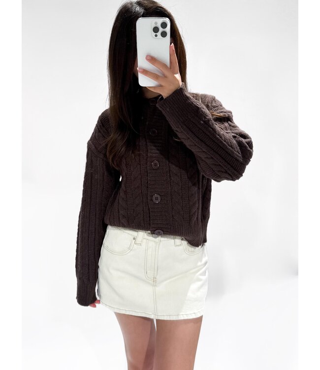 JUNE CHUNKY CABLE CARDIGAN - LVC1053 -  BROWN
