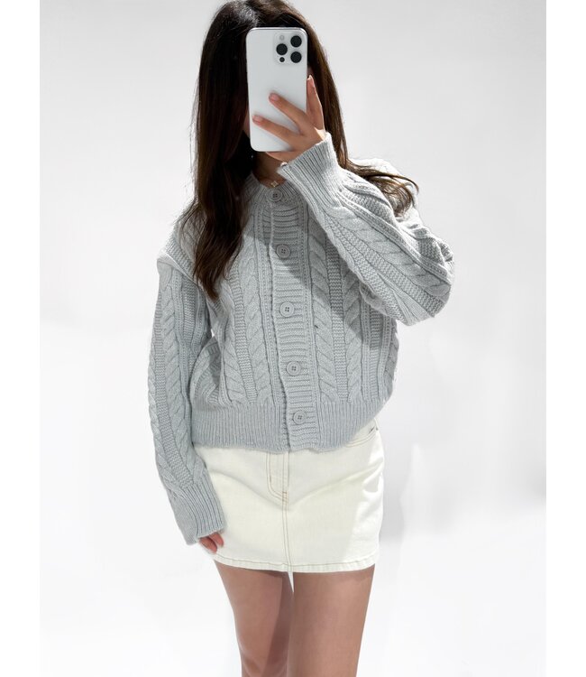 JUNE CHUNKY CABLE CARDIGAN - LVC1053 - GREY
