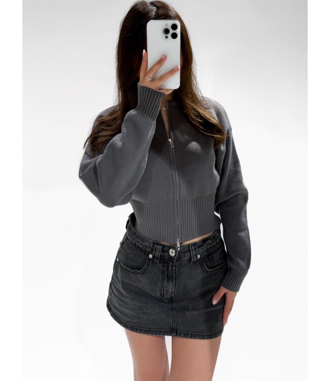 ASPEN ZIPPER CARDIGAN - LVC1050 - STEEL