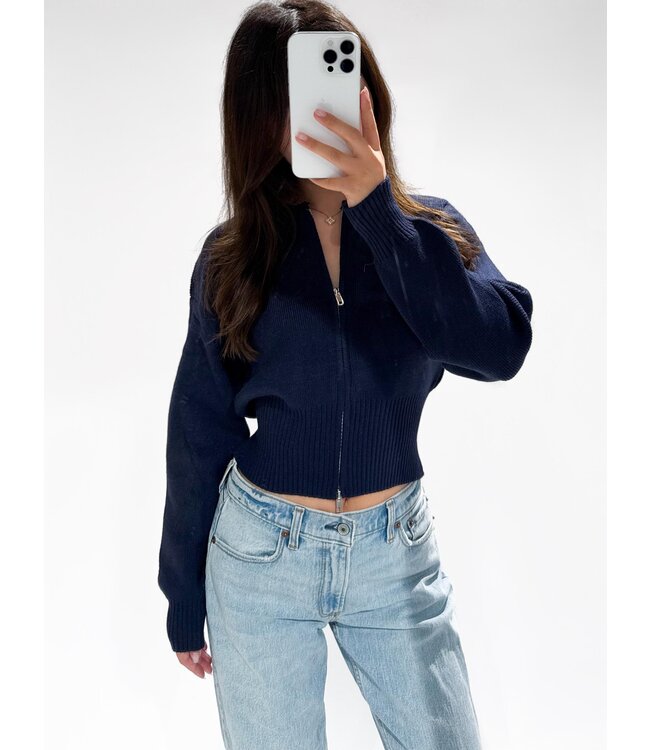 ASPEN ZIPPER CARDIGAN - LVC1050 - NAVY