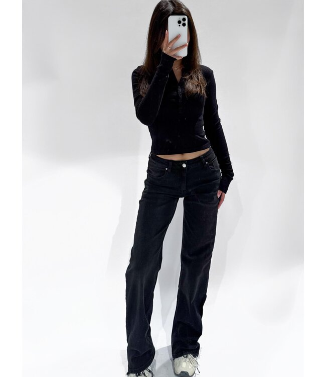 MID WAIST STRAIGHT LEG - RF0030-4 - BLACK