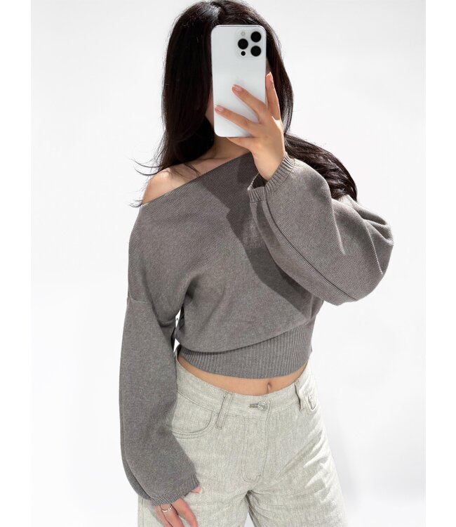 JANE OFF SHOULDER TOP - TAUPE