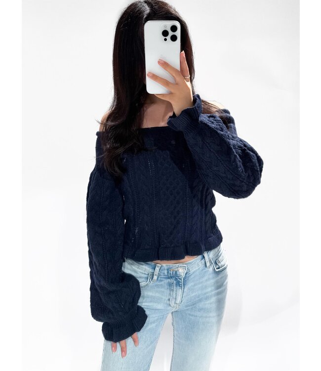 HARPER OFF SHOULDER TOP - LVC1079 - NAVY