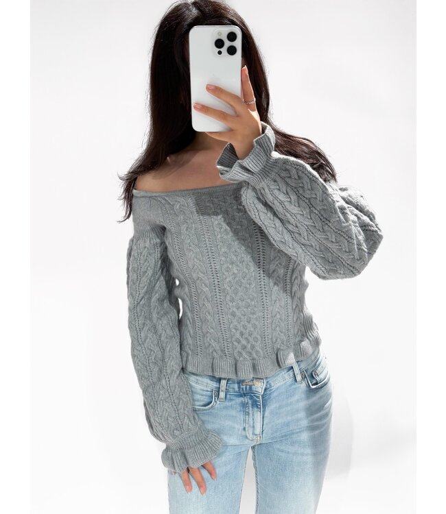 HARPER OFF SHOULDER TOP - LVC1079 - GREY