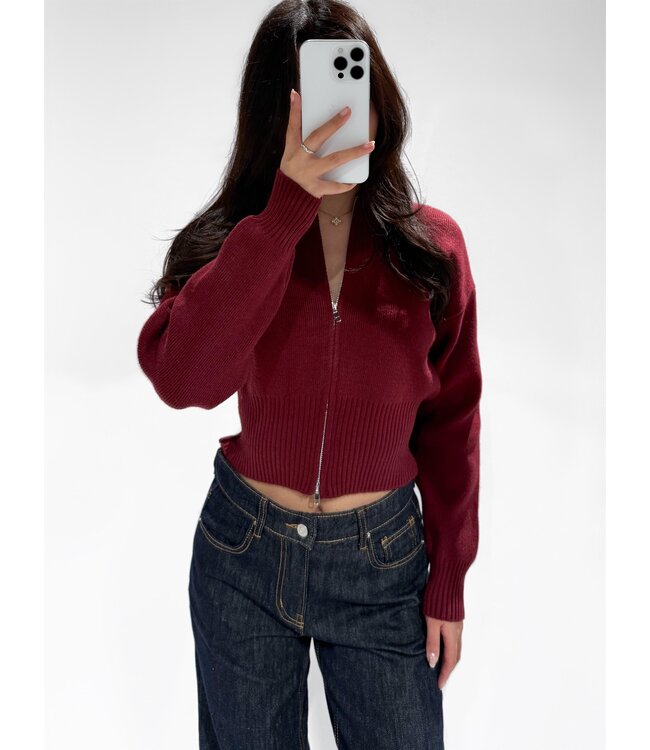 ASPEN ZIPPER CARDIGAN - LVC1050 - BORDEAUX