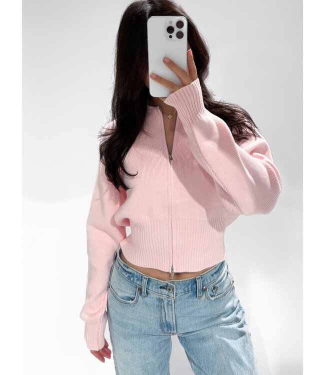 ASPEN ZIPPER CARDIGAN - LVC1050 - PINK