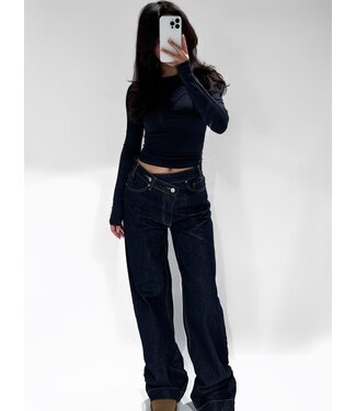 CROSS WAIST JEANS - RF0042 - DARK DENIM