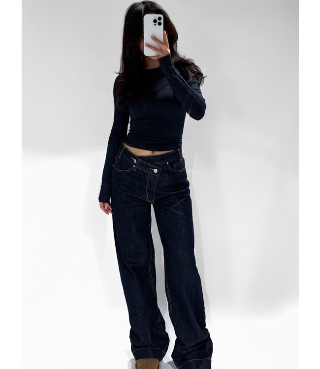 CROSS WAIST JEANS - RF0042 - DARK DENIM