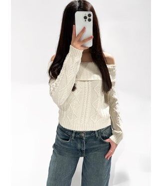 JOANNE OFF SHOULDER TOP - BEIGE