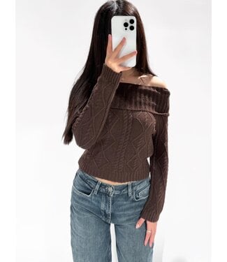 JOANNE OFF SHOULDER TOP -  BROWN