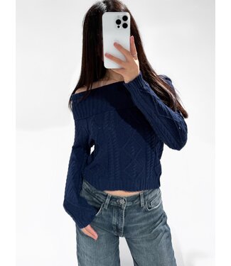 JOANNE OFF SHOULDER TOP -  NAVY