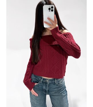 JOANNE OFF SHOULDER TOP -  BORDEAUX
