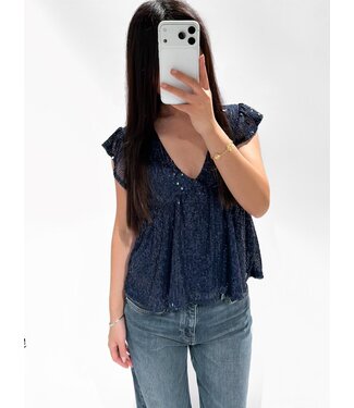 CELESTE SEQUIN TOP - NAVY