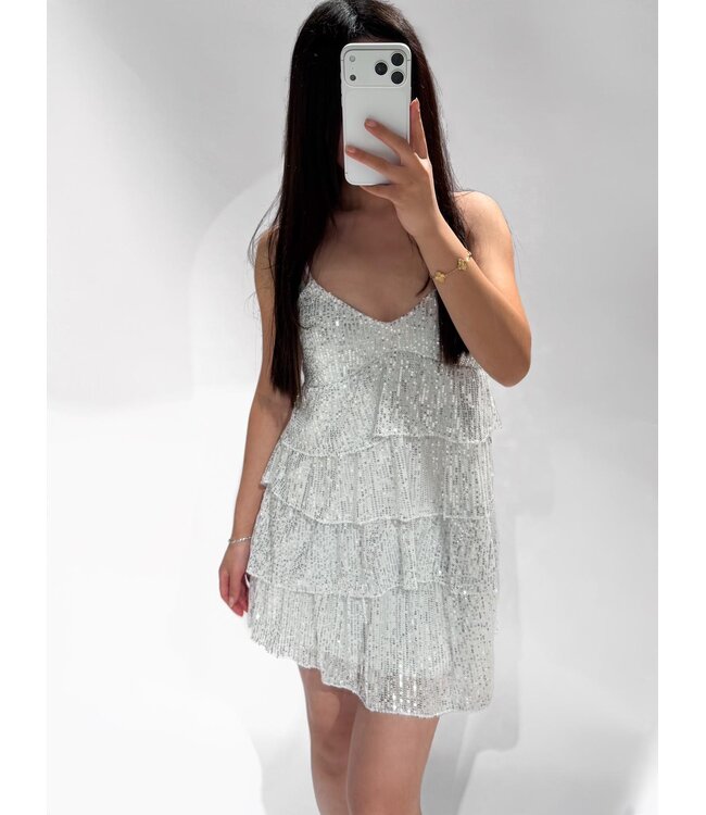 ZIANNA SEQUIN DRESS - WHITE
