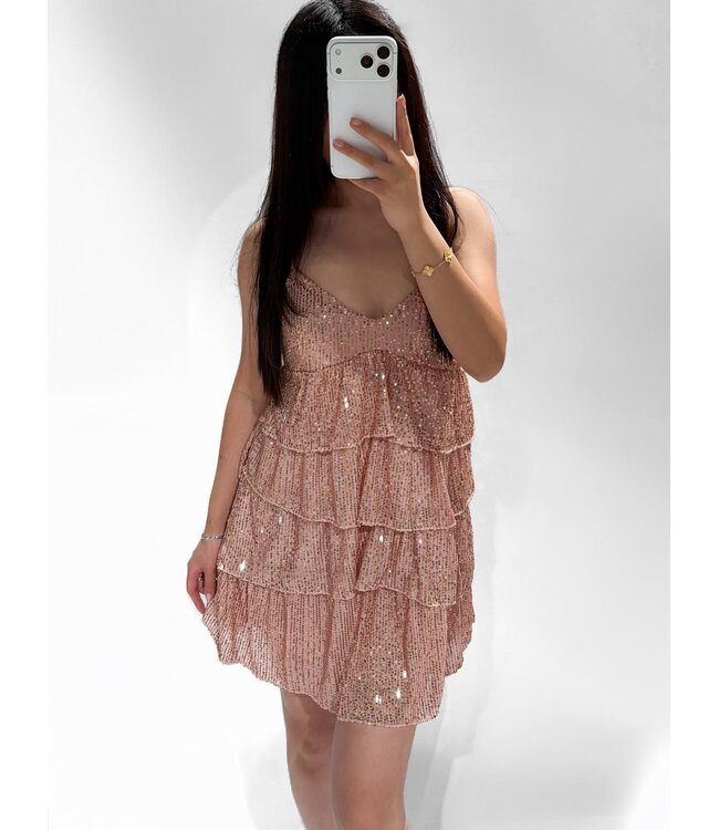 ZIANNA SEQUIN DRESS - ROSÉ