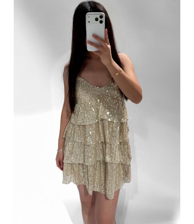 ZIANNA SEQUIN DRESS - GOLD