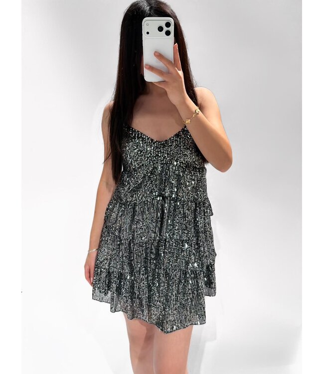 ZIANNA SEQUIN DRESS - SILVER