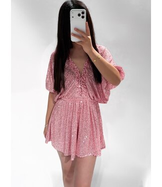 KYLA SEQUIN PLAYSUIT - PINK