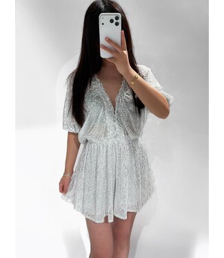 KYLA SEQUIN PLAYSUIT - WHITE