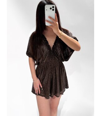 KYLA SEQUIN PLAYSUIT - BROWN