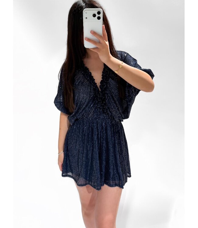 KYLA SEQUIN PLAYSUIT - NAVY