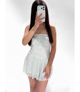 ARIELLE SEQUIN TUBE DRESS - WHITE