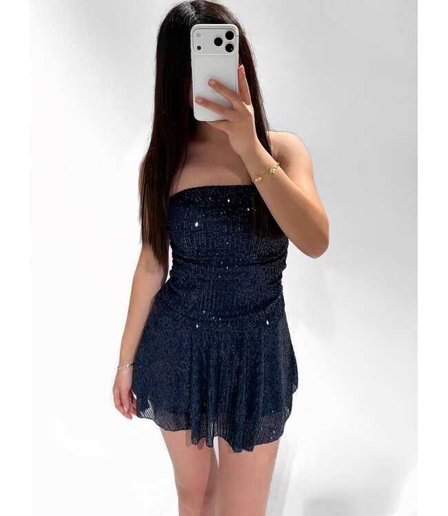 ARIELLE  SEQUIN TUBE DRESS - NAVY