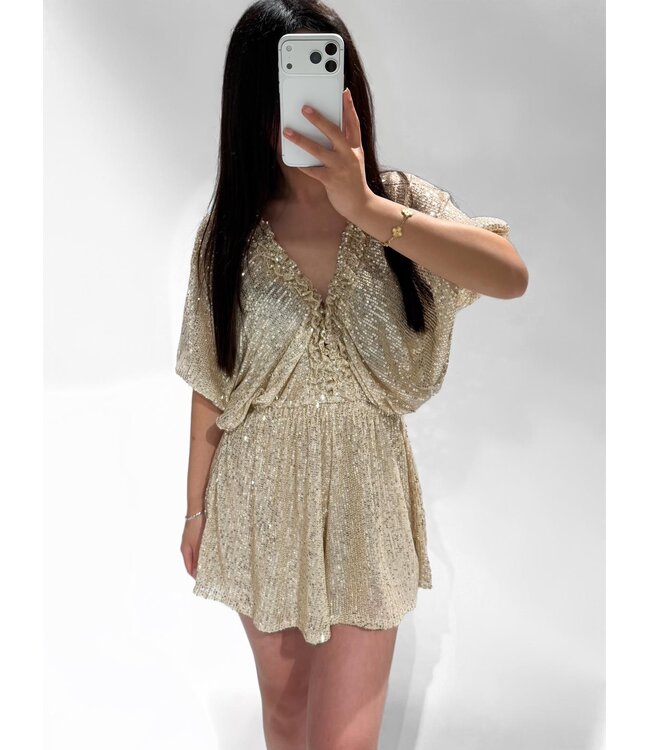 KYLA SEQUIN PLAYSUIT - GOLD