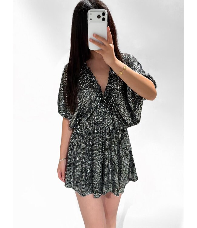 KYLA SEQUIN PLAYSUIT - SILVER