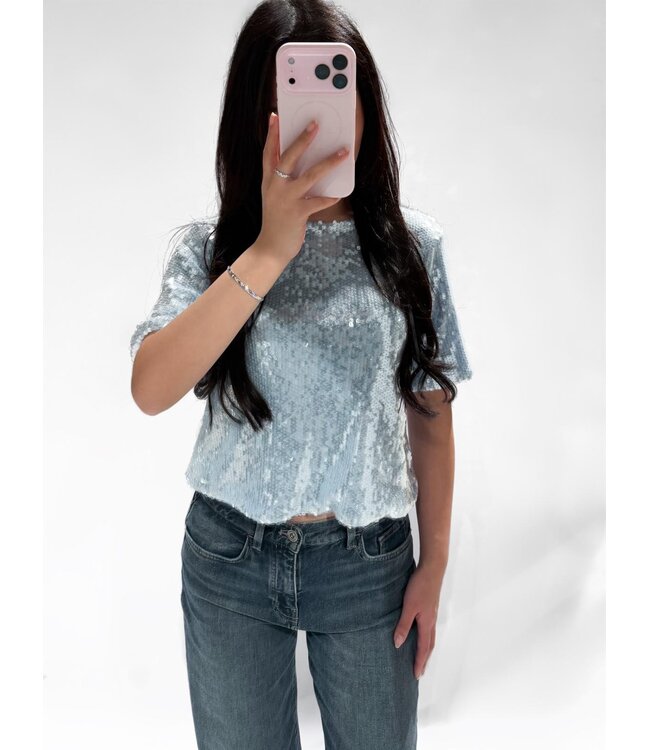 JAYA SEQUIN TOP - SKY BLUE