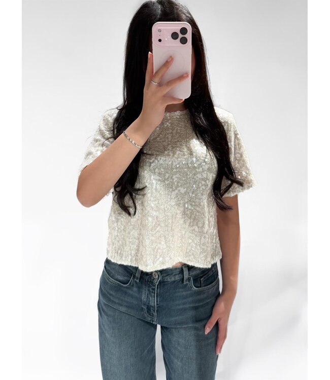 JAYA SEQUIN TOP - OFF WHITE