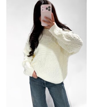 USA CABLE KNIT - LVC1086 - WHITE