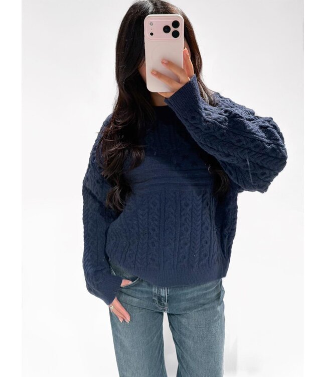 USA CABLE KNIT - LVC1086 - NAVY