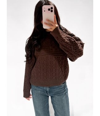 USA CABLE KNIT - LVC1086 - BROWN